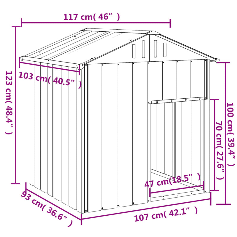 Dog House with Roof Anthracite 117x103x123 cm Galvanised Steel