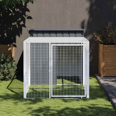 Chicken Cage with Run Anthracite 110x201x110 cm Galvanised Steel