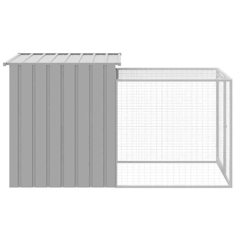 Chicken Cage with Run Light Grey 110x201x110 cm Galvanised Steel