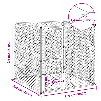 Outdoor Dog Kennel Silver 2x2x2 m Galvanised Steel