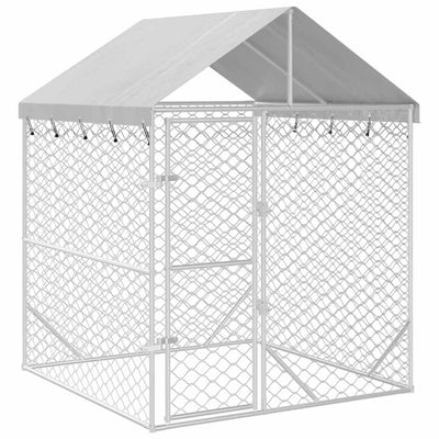 Outdoor Dog Kennel with Roof Silver 2x2x2.5 m Galvanised Steel