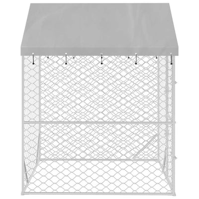 Outdoor Dog Kennel with Roof Silver 2x2x2.5 m Galvanised Steel