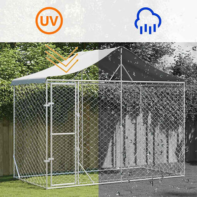 Outdoor Dog Kennel with Roof Silver 3x1.5x2.5 m Galvanised Steel