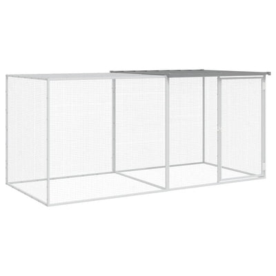 Chicken Cage with Roof Light Grey 203x98x90 cm Galvanised Steel