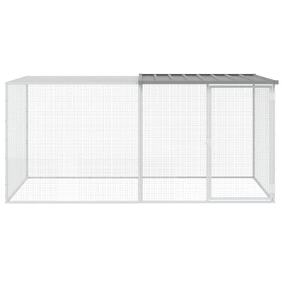 Chicken Cage with Roof Light Grey 203x98x90 cm Galvanised Steel