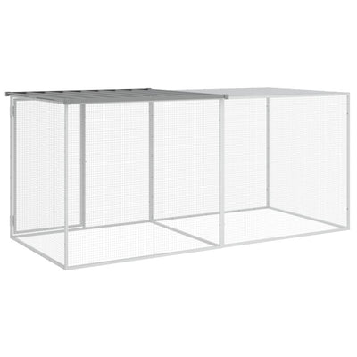 Chicken Cage with Roof Light Grey 203x98x90 cm Galvanised Steel