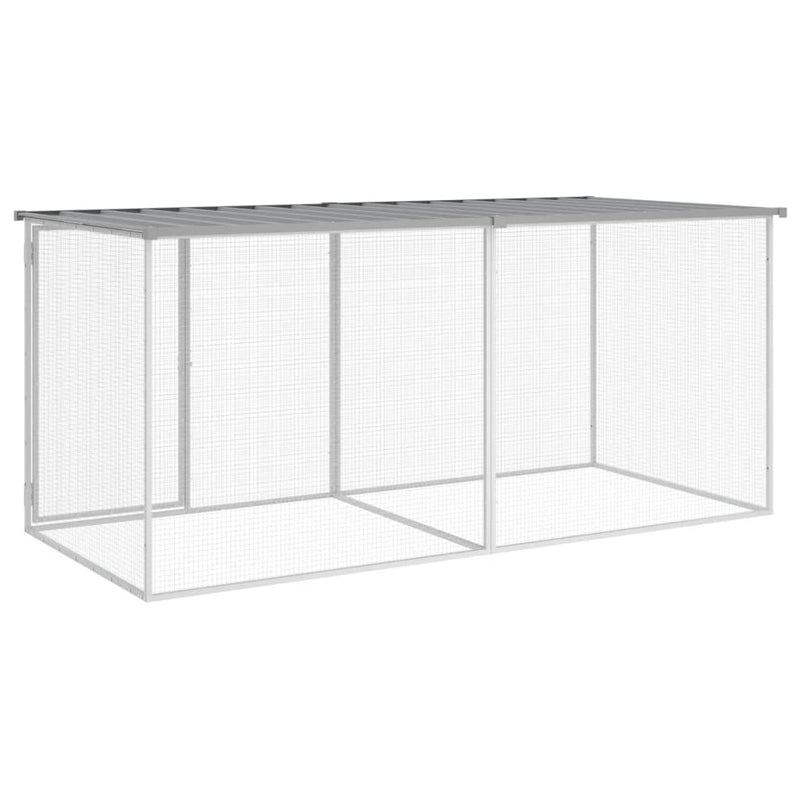 Chicken Cage with Roof Light Grey 203x98x90 cm Galvanised Steel