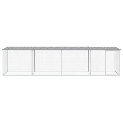 Chicken Cage with Roof Light Grey 403x98x90 cm Galvanised Steel