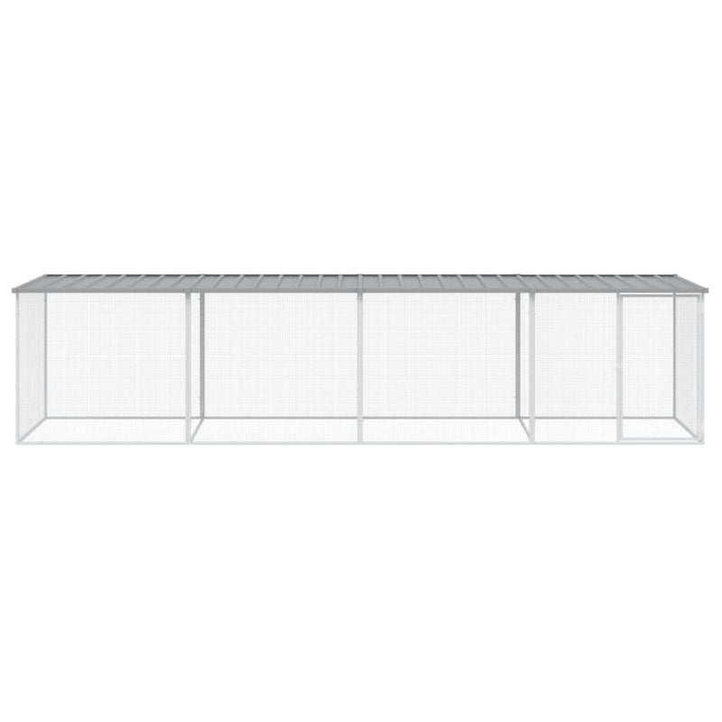 Chicken Cage with Roof Light Grey 403x98x90 cm Galvanised Steel