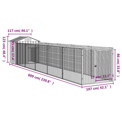 Dog House with Roof Anthracite 117x609x123 cm Galvanised Steel