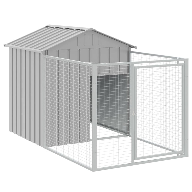 Dog House with Roof Light Grey 117x813x123 cm Galvanised Steel