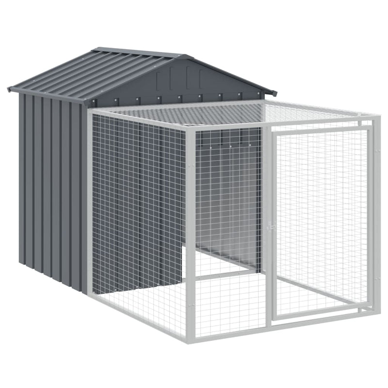 Chicken Cage with Run Anthracite 117x1221x123 cm Galvanised Steel