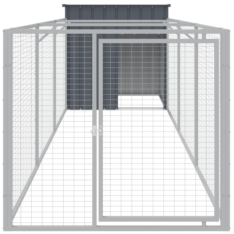 Dog House with Run Anthracite 110x405x110 cm Galvanised Steel