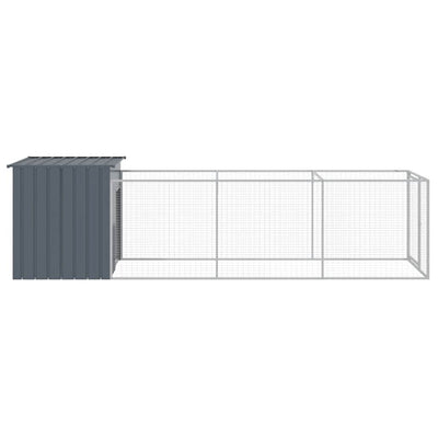 Dog House with Run Anthracite 110x405x110 cm Galvanised Steel