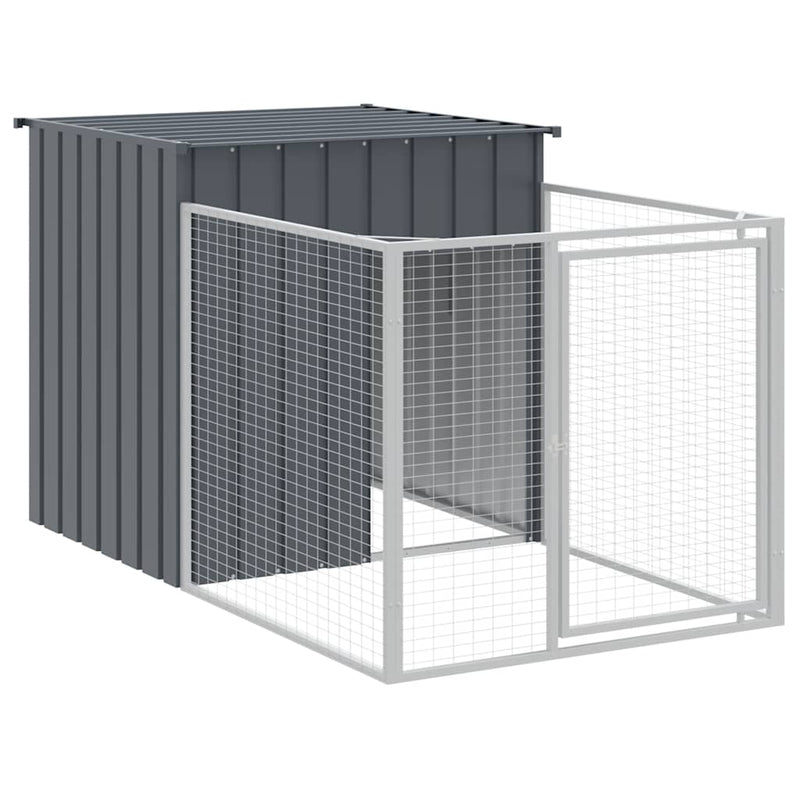 Dog House with Run Anthracite 110x405x110 cm Galvanised Steel