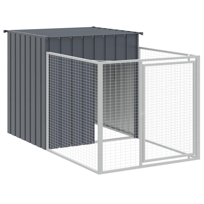 Dog House with Run Anthracite 110x609x110 cm Galvanised Steel