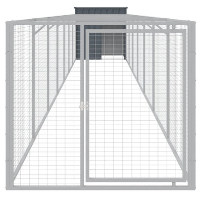 Dog House with Run Anthracite 110x813x110 cm Galvanised Steel