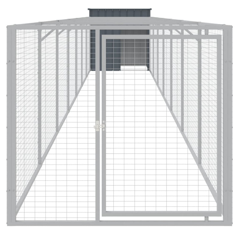 Dog House with Run Anthracite 110x813x110 cm Galvanised Steel