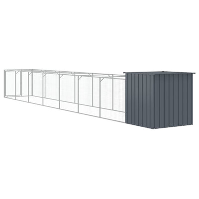 Dog House with Run Anthracite 110x813x110 cm Galvanised Steel