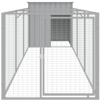 Dog House with Run Light Grey 110x405x110 cm Galvanised Steel