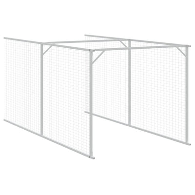 Dog House with Run Light Grey 110x405x110 cm Galvanised Steel