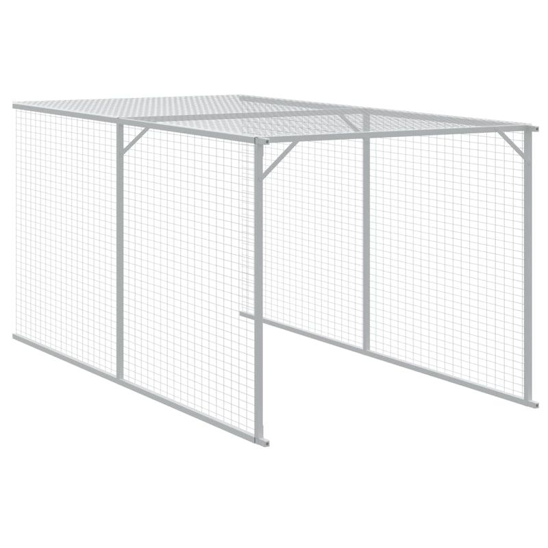 Chicken Cage with Run Light Grey 110x813x110 cm Galvanised Steel