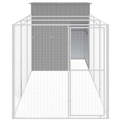 Dog House with Run Light Grey 165x455x181 cm Galvanised Steel