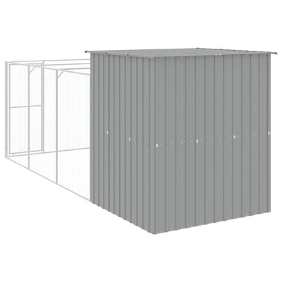 Dog House with Run Light Grey 165x455x181 cm Galvanised Steel