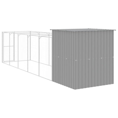 Dog House with Run Light Grey 165x659x181 cm Galvanised Steel