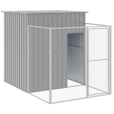 Dog House with Run Light Grey 165x659x181 cm Galvanised Steel