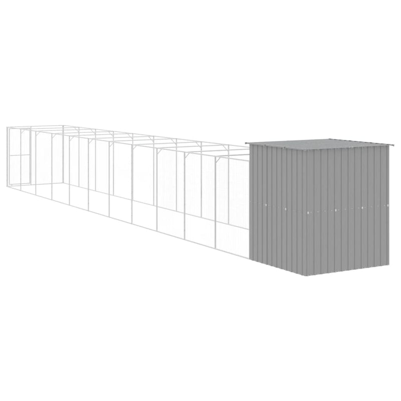 Dog House with Run Light Grey 165x1271x181 cm Galvanised Steel