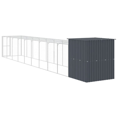 Chicken Cage with Run Anthracite 165x1067x181 cm Galvanised Steel