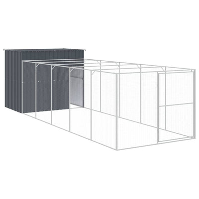 Dog House with Run Anthracite 214x661x181 cm Galvanised Steel