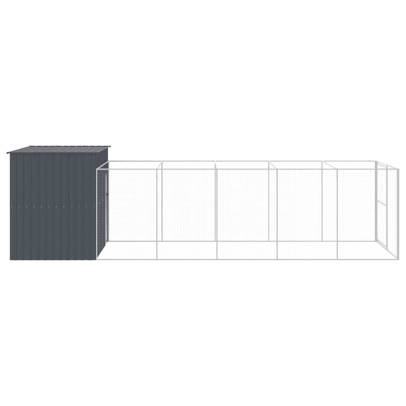 Dog House with Run Anthracite 214x661x181 cm Galvanised Steel