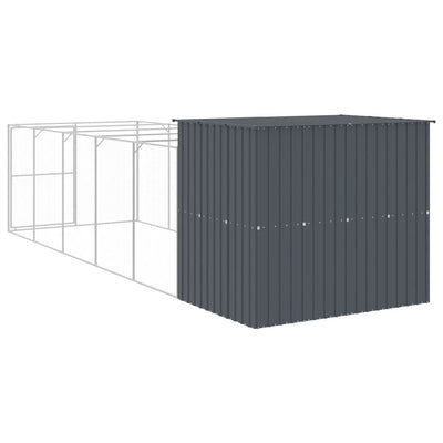 Dog House with Run Anthracite 214x661x181 cm Galvanised Steel