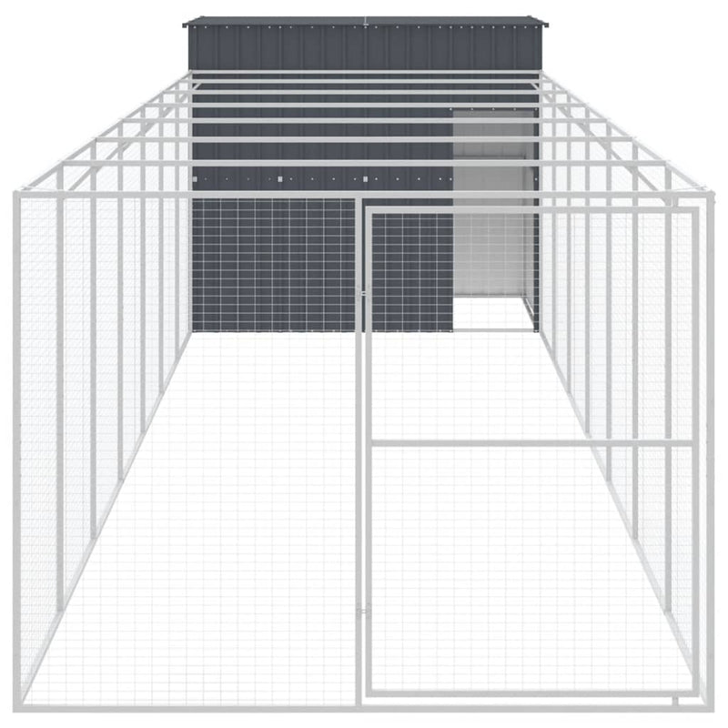 Dog House with Run Anthracite 214x865x181 cm Galvanised Steel