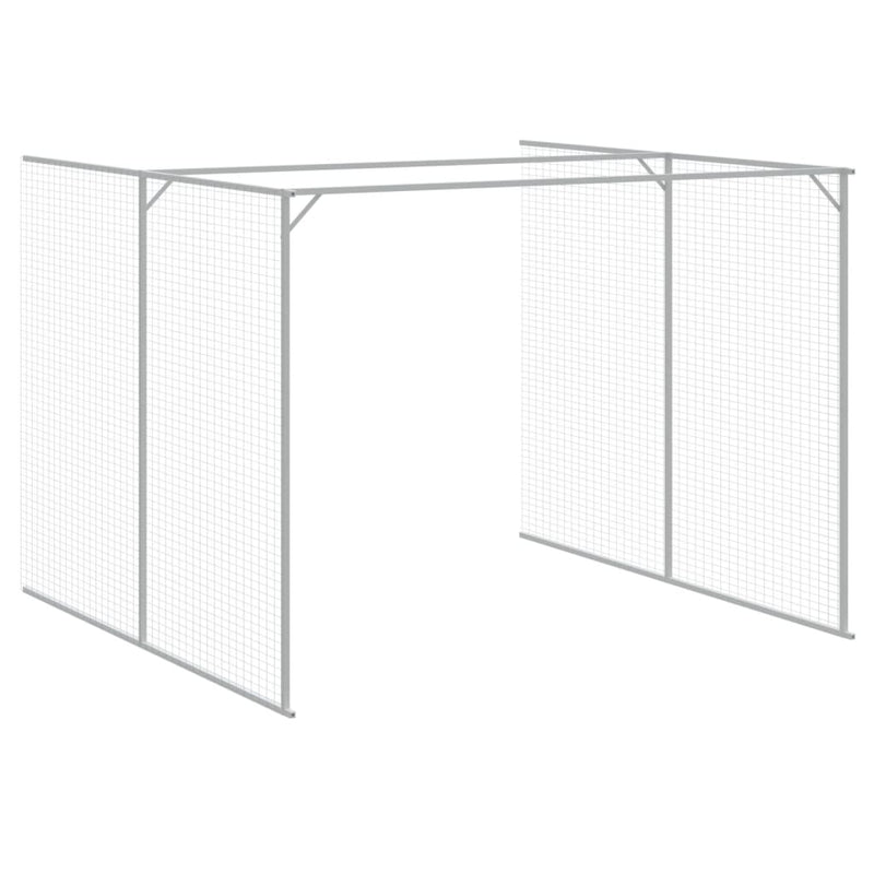 Dog House with Run Light Grey 214x1069x181 cm Galvanised Steel