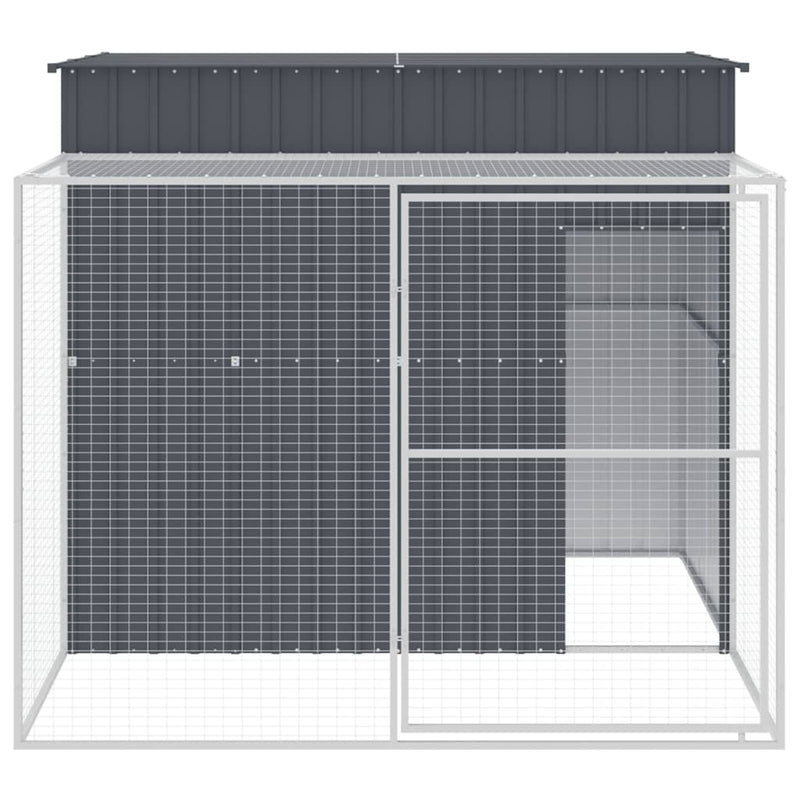 Dog House with Run Anthracite 214x253x181 cm Galvanised Steel