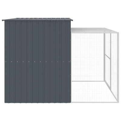 Dog House with Run Anthracite 214x253x181 cm Galvanised Steel