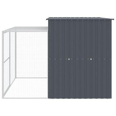 Dog House with Run Anthracite 214x253x181 cm Galvanised Steel