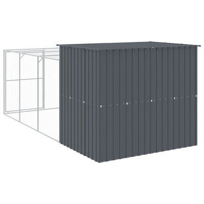 Dog House with Run Anthracite 214x457x181 cm Galvanised Steel