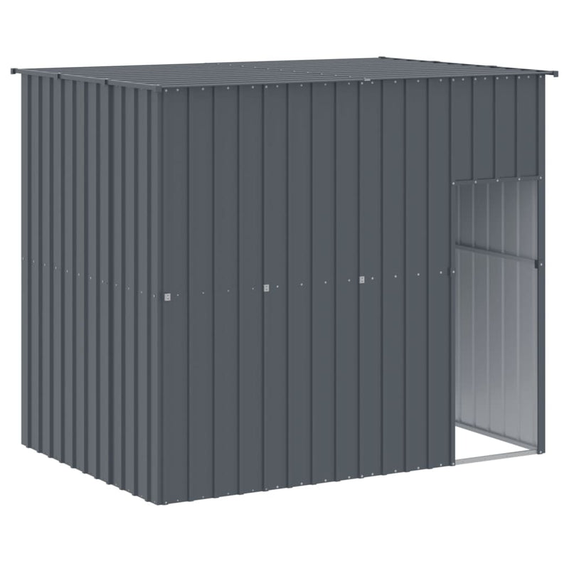 Dog House with Run Anthracite 214x457x181 cm Galvanised Steel