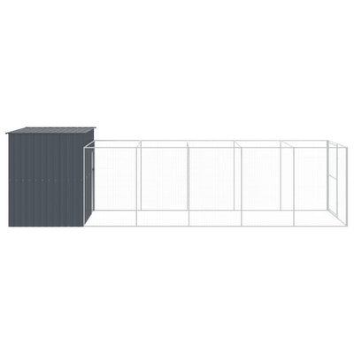 Dog House with Run Anthracite 214x661x181 cm Galvanised Steel