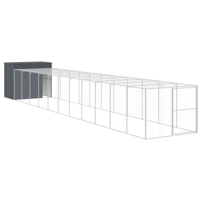 Dog House with Run Anthracite 214x1273x181 cm Galvanised Steel