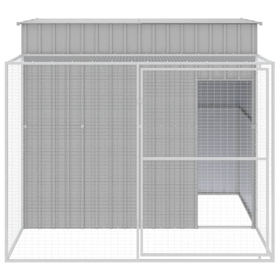 Dog House with Run Light Grey 214x253x181 cm Galvanised Steel