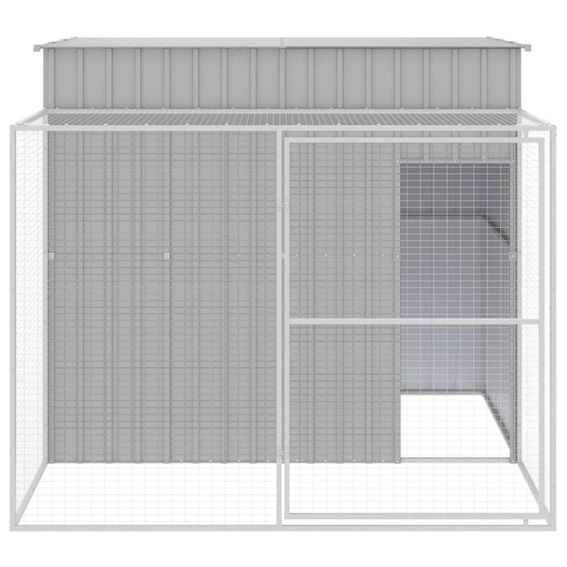 Dog House with Run Light Grey 214x253x181 cm Galvanised Steel