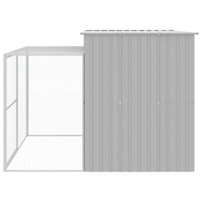 Dog House with Run Light Grey 214x253x181 cm Galvanised Steel