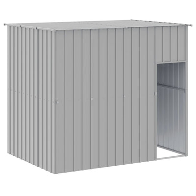 Dog House with Run Light Grey 214x1069x181 cm Galvanised Steel