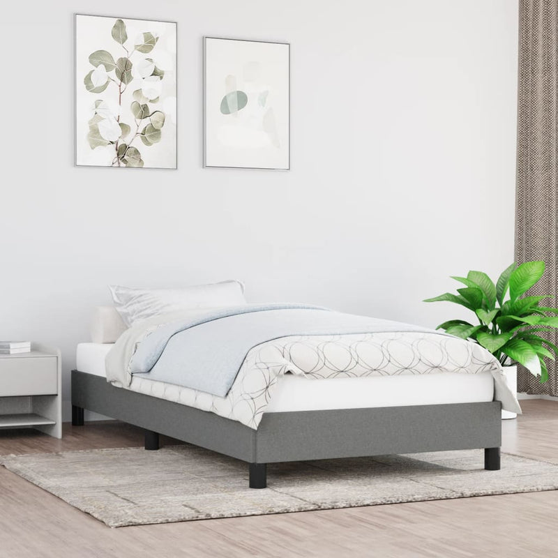 Bed Frame without Mattress Dark Grey King Single Fabric