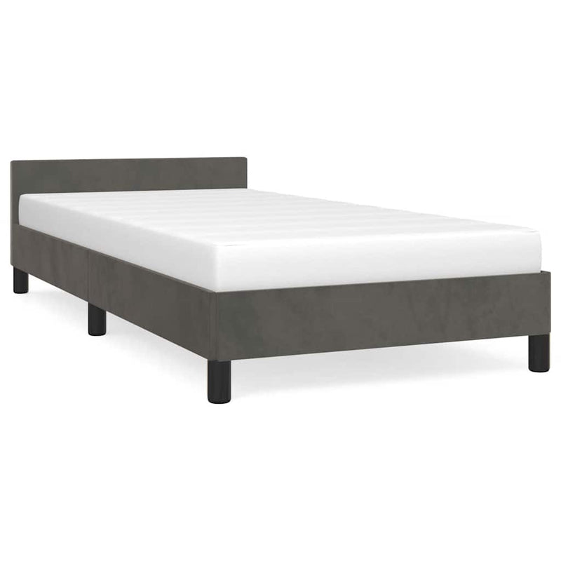 Bed Frame without Mattress Dark Grey King Single Size Velvet